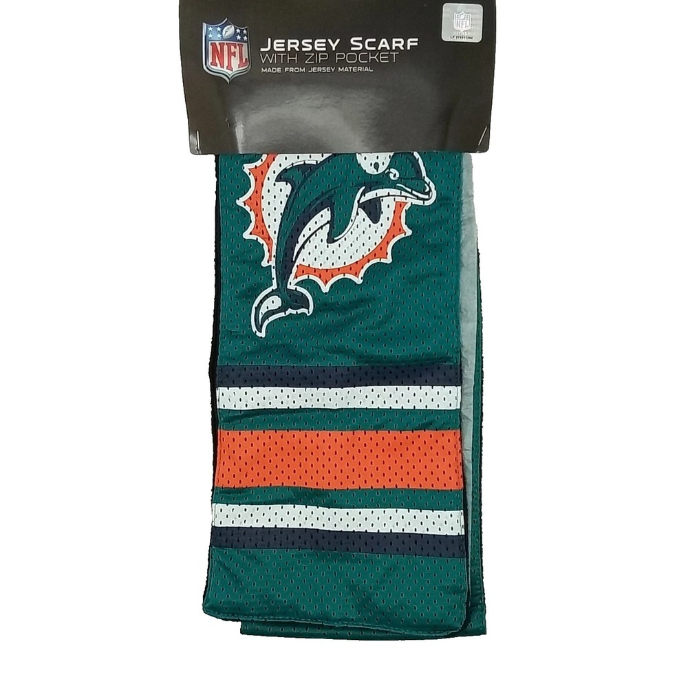 Miami Dolphins NFL Jersey Scarf Zip Pocket Football Fleece Lined